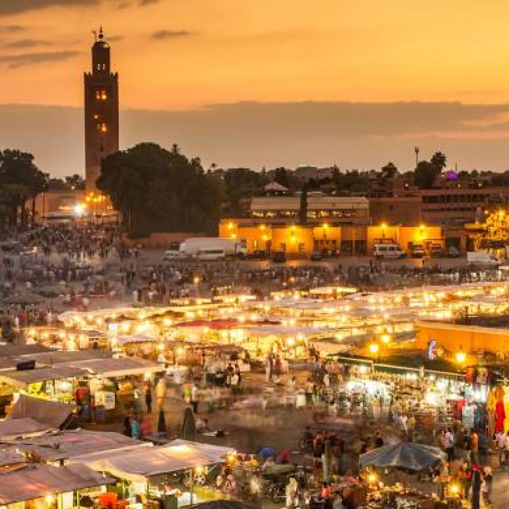 Jama el fena sunset and lights of local shops , one week tour with emoji traveling